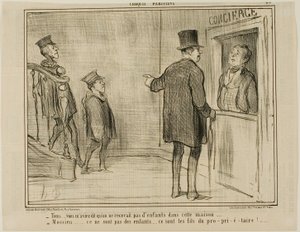 „- Aber Sie sagten mir, dass Kinder in diesem Haus nicht erlaubt sind... - Herr, das sind keine Kinder... sie sind die Söhne des Besitzers!...“, Platte 23 aus Croquis Parisiens, - par Daumier von Honoré Victorin Daumier
