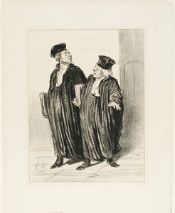 „- Endlich erhielten wir die Aufteilung des Eigentums zwischen Ehemann und Ehefrau... - wurde auch Zeit, es war kein Geld mehr übrig zu teilen,“ Platte 3 aus Les Avocats Et Les Plaideurs