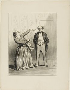 „- Ehemänner sind wirklich nicht das, was ein eitles Volk gerne glaubt!“, Platte 3 aus Les Divorceuses von Honoré Victorin Daumier