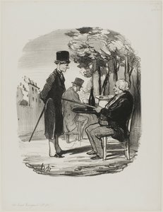 "- Sie trinken heute Abend nicht Ihre Flasche Bier mit uns... Ich kann sehen, dass Sie heute ein privates Abendessen haben, Sie Schurke...", Platte 81 aus Les Bons Bourgeois von Honoré Victorin Daumier