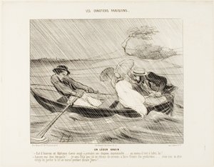 Ein leichter Sturm (Un léger grain), Platte 8 aus Die Pariser Bootsfahrer (Les canotiers Parisiens) von Honoré Victorin Daumier