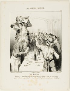 Ein Empfang. „Meine Herren..... lasst uns auf die Gesundheit der französischen Matrosen im Allgemeinen und auf den neuen Teamkollegen Greluchon im Besonderen trinken!.... und während wir auf seine Feuertaufe warten, geben wir ihm inzwischen eine mit Wasser von Honoré Victorin Daumier