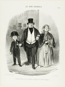 Ein junger Mann, der der Stolz und die Hoffnung der Familie Badinguet ist, Platte 16 aus Les Bons Bourgeois von Honoré Victorin Daumier