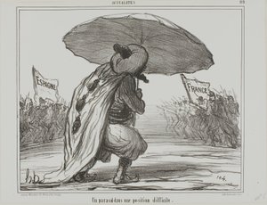 Ein Regenschirm in einer schwierigen Position, Platte 119 aus Actualités
