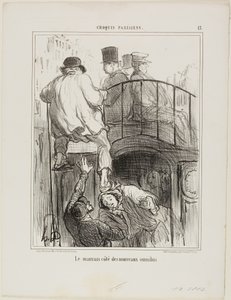 Ein unangenehmer Aspekt des neuen Omnibustyps, Tafel 13 aus Croquis Parisiens von Honoré Victorin Daumier