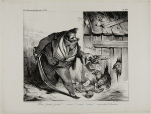 Komm her kleines Küken, Küken... Küken... Küken, komm kleine Truthähne, Platte 442 von Honoré Victorin Daumier