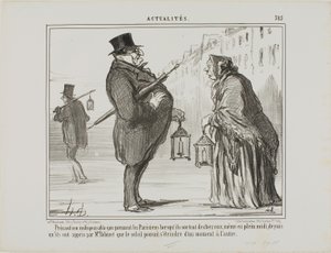 Seit Herr Babinet angekündigt hatte, dass die Sonne von einem Moment auf den anderen verschwinden könnte, treffen die Pariser alle notwendigen Vorkehrungen, selbst am Mittag, Platte 385 aus Actualités von Honoré Victorin Daumier