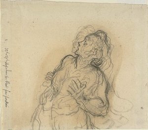 Erschrockene Frau von Honoré Victorin Daumier