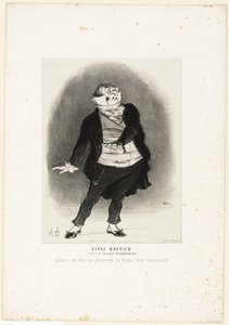 Henri Monnier. (in der Rolle von Joseph Prudhomme) „- Niemals werde ich zulassen, dass meine Tochter die Frau eines Schmierfinken wird!“, Tafel 1 aus Les Artistes Contemporains (Odéon) von Honoré Victorin Daumier
