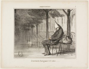 Suche nach einer Übernachtungsmöglichkeit am achten Juli, Tafel 5 aus Croquis Parisiens von Honoré Victorin Daumier