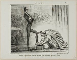 Herr Hume fantasiert über Julius Caesar, der seine Stiefel poliert, Platte 388 aus Aktualitäten von Honoré Victorin Daumier
