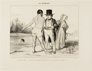 „Entschuldigen Sie, Herr Bürgermeister... wären Sie so freundlich, mir zu sagen, ob Schwimmen hier erlaubt ist?“, Platte 25 aus Les Baigneurs