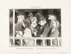 Pariser freuen sich auf etwas Spaß. Zwei Stunden vor jedem Theater der Stadt anstehen, Platte 1 aus Les Bons Parisiens