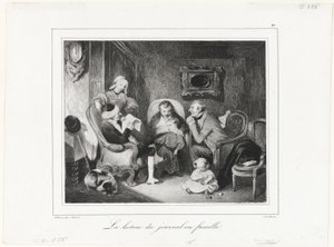 Zeitunglesen im Familienkreis von Honoré Victorin Daumier