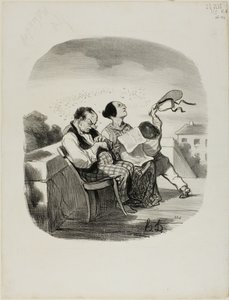 Der Vorteil, die frische Luft auf einer italienischen Terrasse mit einer großen Anzahl von Insekten zu teilen, Tafel 42 aus Pastorales von Honoré Victorin Daumier