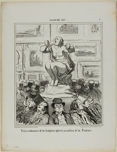 Der Unmut über eine Skulptur inmitten einer Gemäldeausstellung, Platte 5 aus Salon De 1857