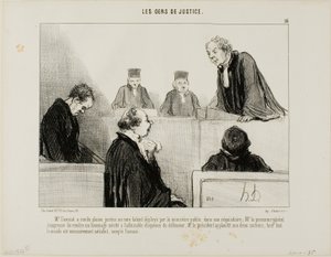 Die Verteidigung lobt das Talent der Anklage, während der Generalstaatsanwalt die Eloquenz der Verteidigung bewundert. Der Richter applaudiert beiden und alle sind zufrieden, außer dem Angeklagten, Platte 16 aus Les Gens De Justice