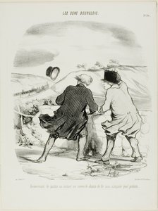 Die Unannehmlichkeit, den Zug auch nur für einen Moment und aus welchem Vorwand auch immer zu verlassen, Platte 29 aus Les Bons Bourgeois von Honoré Victorin Daumier