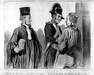 Ein Anwalt und sein Klient von Daumier - in „Charivari“ vom 21.09.1845 von Honoré Daumier