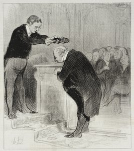 Kommen Sie näher, Herr Gerenflot... kommen Sie, um die Krone zu empfangen... von Honoré Daumier