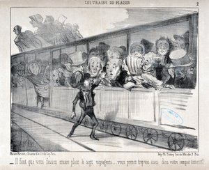 Werk von Honore Daumier (1808-1879). Charivari stammt aus dem Jahr 1852: Serie LES TRAINS DE PLEASURE - Sie müssen Platz für sieben Passagiere machen... Sie sind zu bequem in Ihrem Abteil! MUSEUM DER SCHÖNEN KÜNSTE - PALAST LONGCHAMP, MARSEILLE von Honoré Daumier
