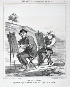Die Landschaftsmaler. Der erste kopiert die Natur, der zweite kopiert den ersten von Honoré Daumier