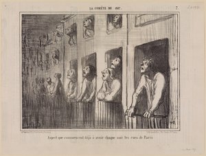 Aussehen, das die Straßen von Paris jeden Abend schon haben (Der Komet von 1857, Blatt 7) von Honoré Daumier