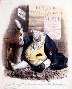 Karikatur von Daumier über Dr. Louis Désiré Veron und die Zeitung Le Constitutionnel, ca. 1840