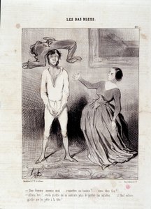 Auszug aus der Zeitung „Le Charivari“ Serie „Les Bas Bleus“ Eine Frau wie ich... einen Knopf übergeben? ... du bist verrückt! ... 23. Mai von Honoré Daumier