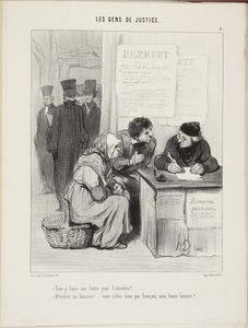 Soll man einen Brief schreiben, um ihn zu erweichen?...Einen Gerichtsvollzieher erweichen!...Sie sind also kein Franzose, mein guter Mann?... von Honoré Daumier