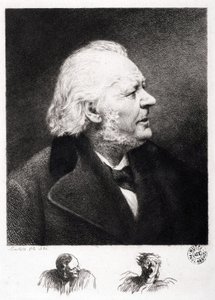 Porträt von Honore Daumier (1808-1879), französischer Graveur, Maler und Bildhauer. Gravur von Sohn Boulard von Honoré Daumier