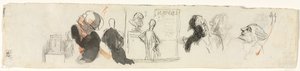 Skizzen verschiedener Figuren (verso) von Honoré Daumier
