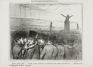 Ansicht des großen Saals, Platte 1 aus Souvenir Du Grand Festival Des Orphéonistes von Honoré Daumier