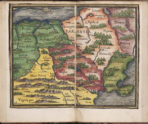 Karte von Sarmatien aus: Rudimenta Cosmographica, 1542 von Honterus