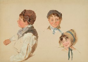 Köpfe von Kindern, Junge und Mädchen, drei Studien von Hopkins Horsley Hobday Horsley