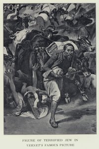 Figur eines verängstigten Juden in Vernets berühmtem Bild - angeblich eine Darstellung von Baron James Rothschild von Horace (after) Vernet