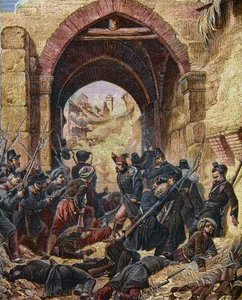 Die Belagerung von Konstantine Algerien 1837 - Eroberung von Konstantine - Angriff auf das Konstantine-Tor - 13. Oktober von Horace (after) Vernet