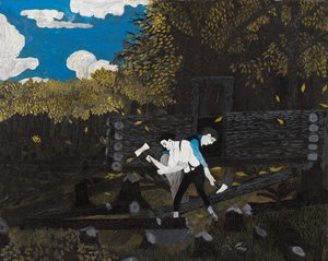 Abraham Lincoln und sein Vater von Horace Pippin