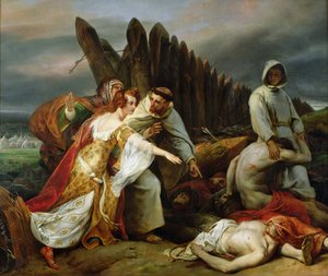 Edith findet den Körper von Harold von Emile Jean Horace Vernet