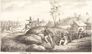 Hinterhalt der Infanterie gegen die Kosaken von Emile Jean Horace Vernet