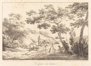 Das Stück in Batterie von Emile Jean Horace Vernet