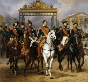 Louis Philippe und seine Söhne zu Pferd beim Verlassen von Versailles, 10. Juni 1837