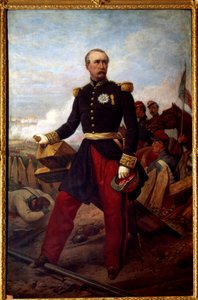 Ganzkörperporträt von Patrice de Mac Mahon, Marschall von Frankreich 1859, Herzog von Magenta (1808-1893), Präsident der Republik von 1873 bis 1879, dargestellt in der Schlacht von Magenta am 4. Juni