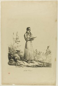 Porträt von Carle Vernet, stehend und zeichnend von Emile Jean Horace Vernet