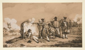 Soldaten in Schützenlinie von Emile Jean Horace Vernet