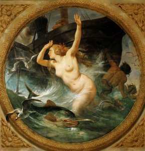 Dampf vertreibt die Meeresgötter, Deckenmalerei, Salle des Pas perdus, 1839-1847 von Emile Jean Horace Vernet
