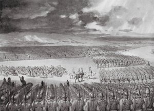 Porus erwartet den Angriff Alexanders, Juli 326 v. Chr. von Horace van Ruith