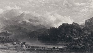 Ein Hochlandsee, Nebel ruht auf den Bergen von Horatio Macculloch