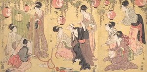 Eine Parodie von Yuranosuke in den Vergnügungsvierteln, ca. 1797 von Hosoda Eishi