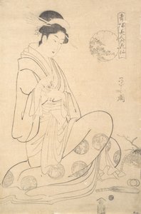 Konosato von Takeya sitzend, einen Räuchergefäß haltend von Hosoda Eishi